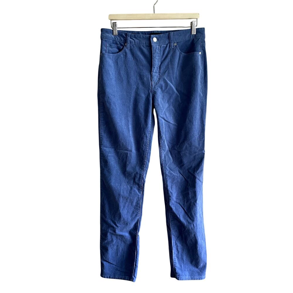 Talbots blue‎ straight leg corduroy pants jeans women's 8 cotton blend trousers